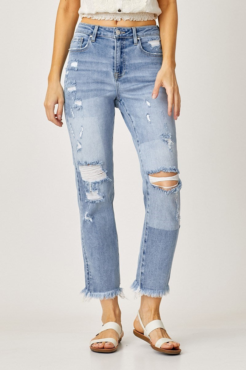 High Waist Straight Light wash Jeans Risen