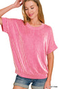 Zenana Corded Rib Short Sleeve Top