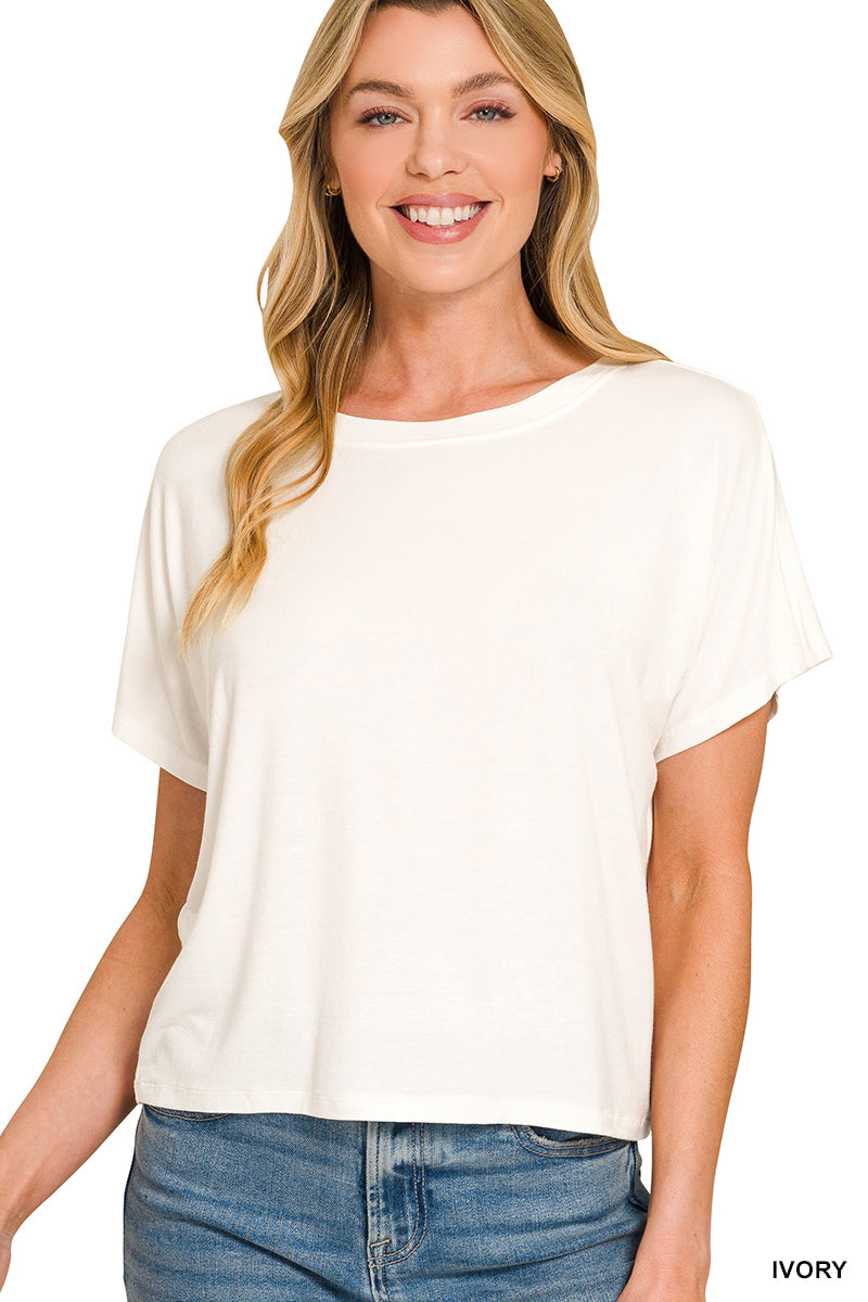 Zenana Cropped Round Neck Tee Shirt Top