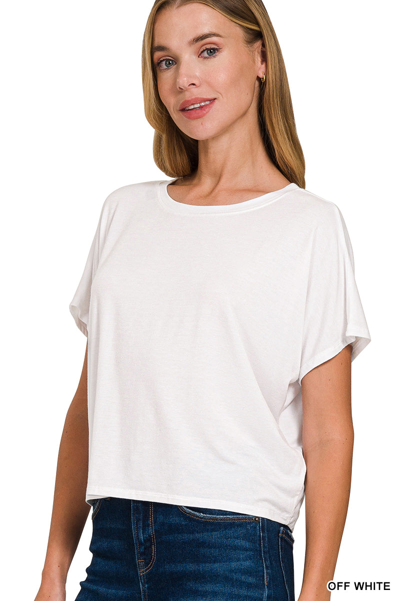 Zenana Cropped Round Neck Tee Shirt Top