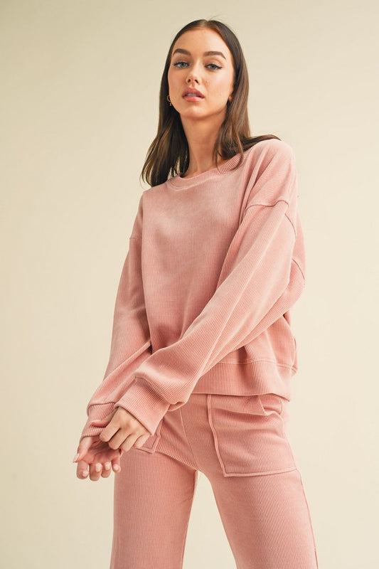 Relaxed Ribbed Corduroy Long Sleeve Shirt Sweatshirt