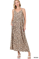 Soft French Terry Leopard Cami Maxi Dress with Pockets