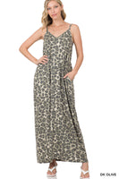 Soft French Terry Leopard Cami Maxi Dress with Pockets