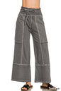 Zenana French Terry Washed Exposed Seam Wide Leg Pants