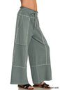 Zenana French Terry Washed Exposed Seam Wide Leg Pants