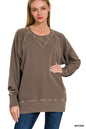 Pigment Dyed French Terry Pullover with Pockets Sweatshirt Zenana