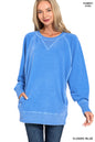 Pigment Dyed French Terry Pullover with Pockets Sweatshirt Zenana