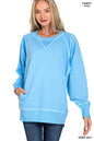Pigment Dyed French Terry Pullover with Pockets Sweatshirt Zenana