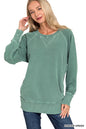 Pigment Dyed French Terry Pullover with Pockets Sweatshirt Zenana