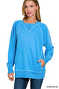 Pigment Dyed French Terry Pullover with Pockets Sweatshirt Zenana