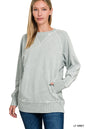 Zenana Halo-Washed French Terry Raglan Pullover