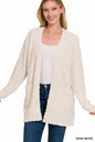 Long Sleeve Popcorn Sweater Cardigan with Pockets Zenana