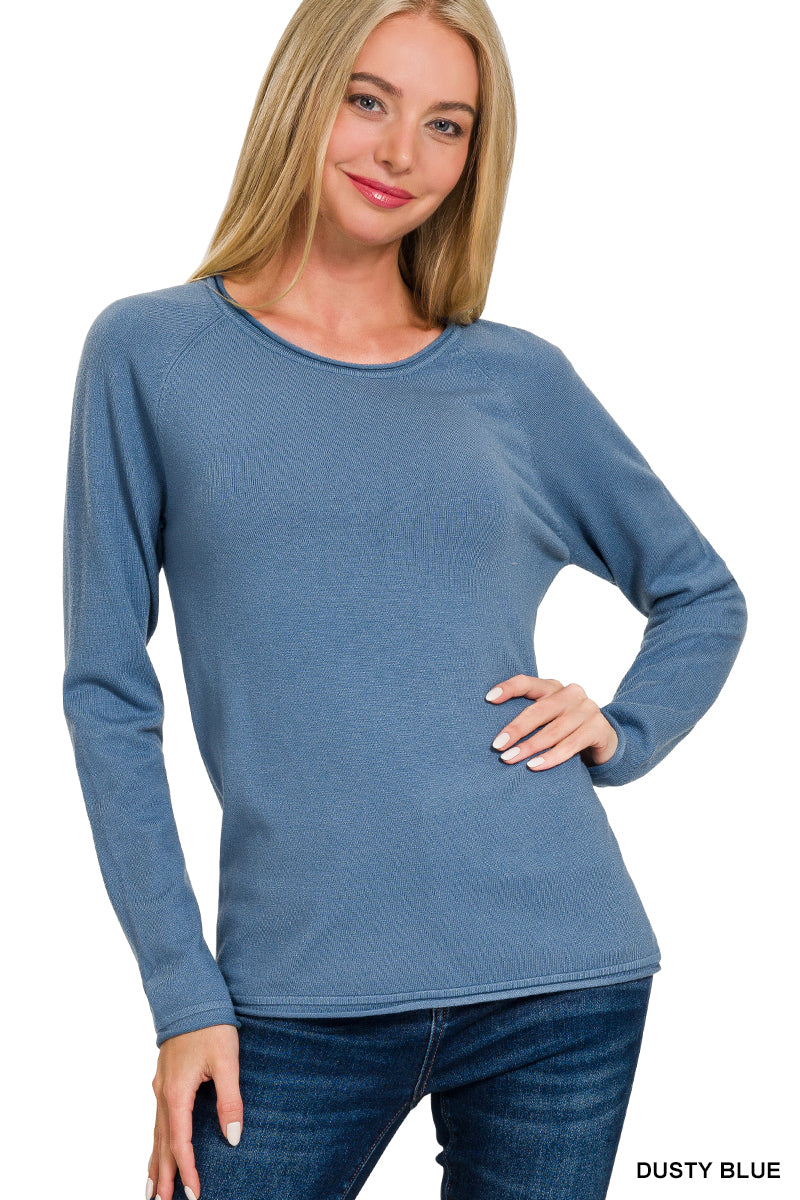 Viscose Round Neck Basic Sweater Zenana