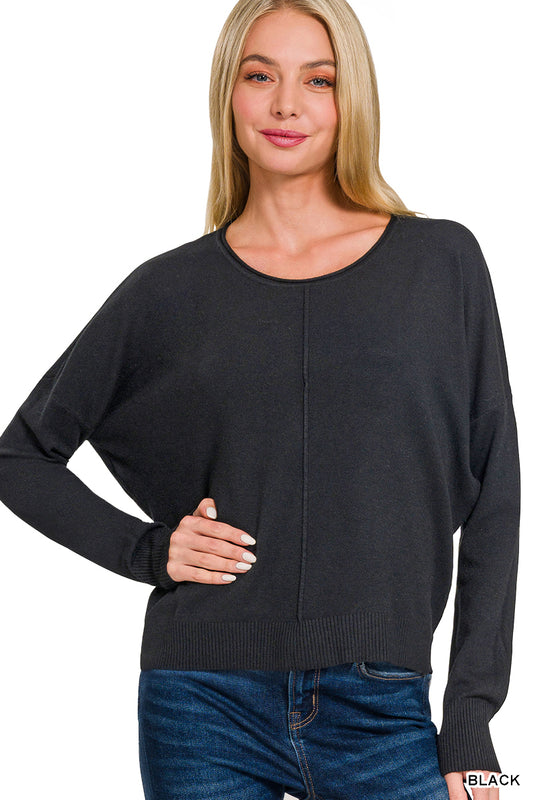 Zenana Viscose Front Seam Round-Neck Sweater 2253