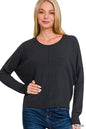Zenana Viscose Front Seam Round-Neck Sweater 2253