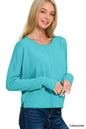 Zenana Viscose Front Seam Round-Neck Sweater 2253