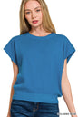 Zenana Round Neck Short Dolman Sleeve Sweater
