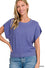 Zenana Round Neck Short Dolman Sleeve Sweater
