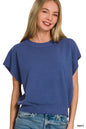 Zenana Round Neck Short Dolman Sleeve Sweater
