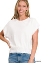 Zenana Round Neck Short Dolman Sleeve Sweater