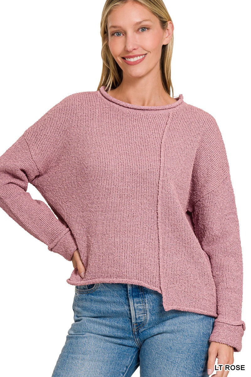 Asymmetric Hem Sweater Zenana