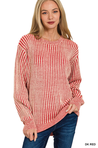 🧶 Zenana Two-Tone Curved Hem Sweater