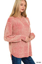 🧶 Zenana Two-Tone Curved Hem Sweater