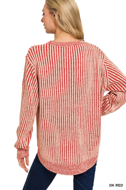 🧶 Zenana Two-Tone Curved Hem Sweater