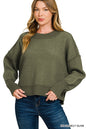 Exposed Seam Two-Tone Sweater Zenana