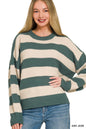 Zenana Striped Drop Shoulder Sweater 2774