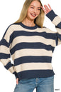 Zenana Striped Drop Shoulder Sweater 2774