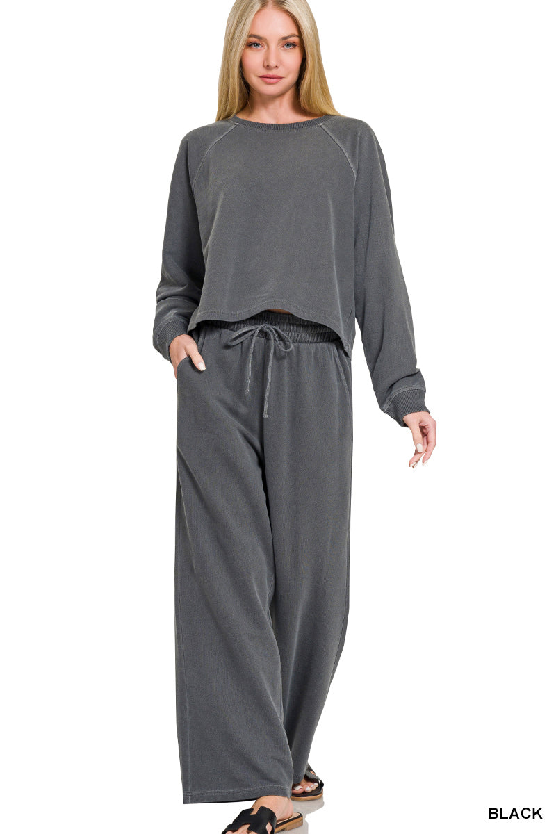 Zenana Washed French Terry Pants