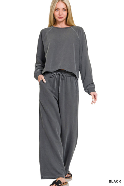 Zenana Washed French Terry Pants