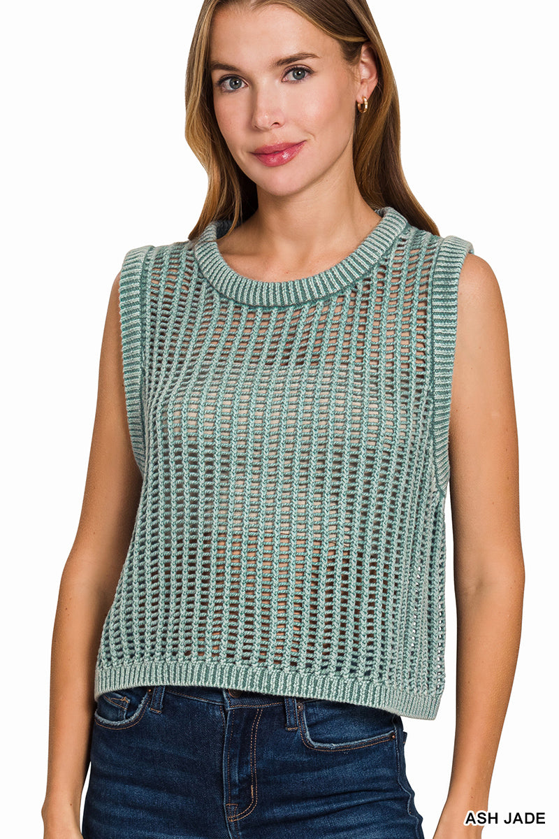 Zenana Fishnet Sweater Vest