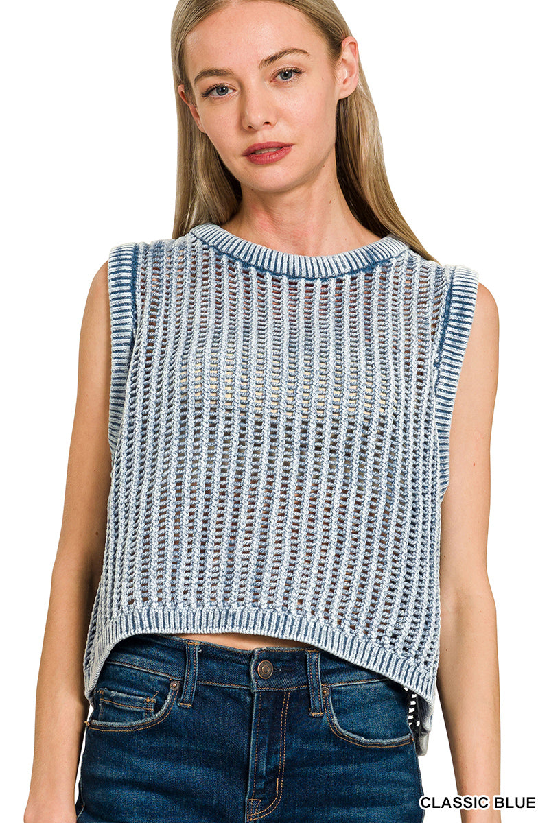 Zenana Fishnet Sweater Vest