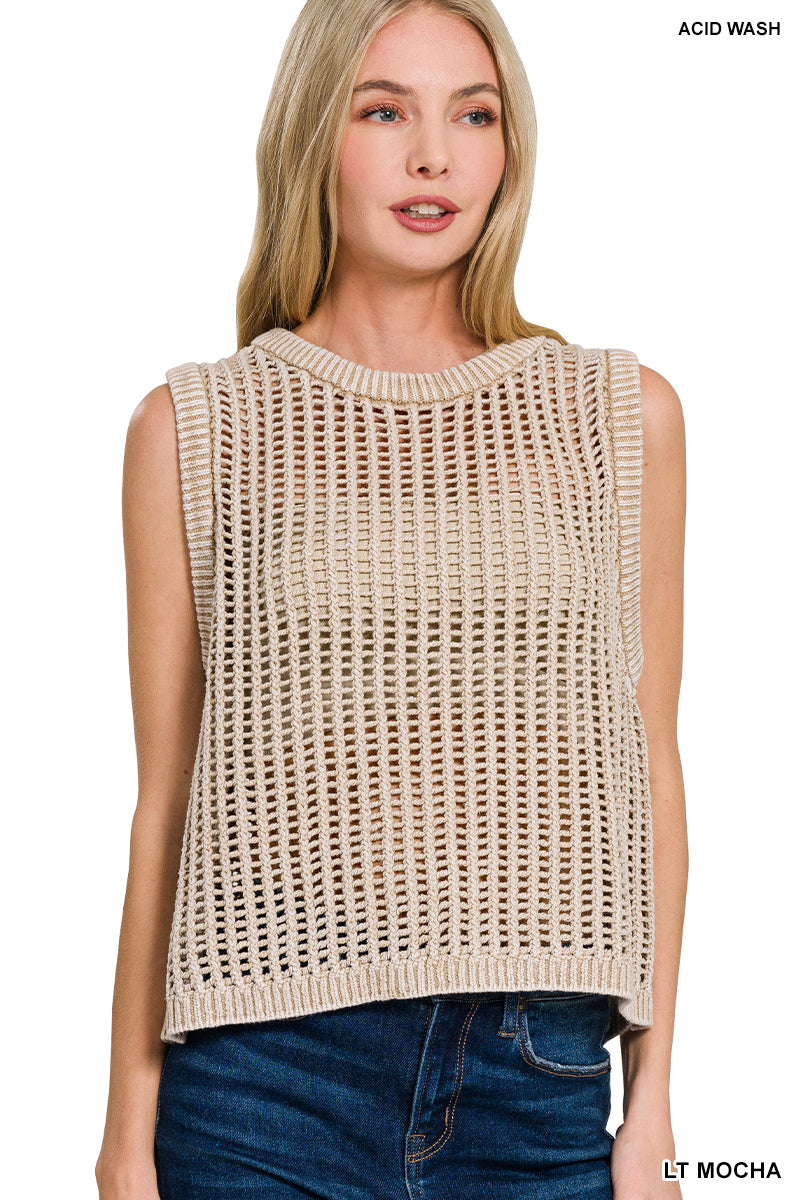 Zenana Fishnet Sweater Vest