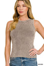 Zenana Washed Ribbed Sweater Tank Top