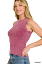 Zenana Washed Ribbed Sweater Tank Top