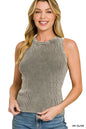 Zenana Washed Ribbed Sweater Tank Top