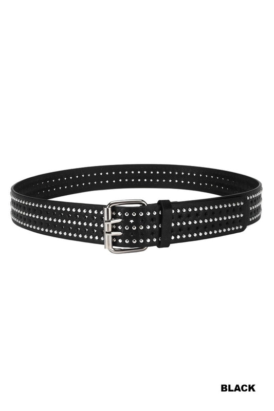 Zenana Star Studded Double Pin Buckle Belt U-424