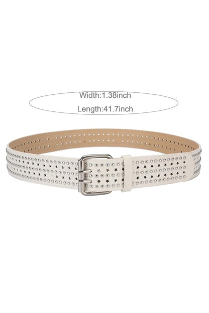 Zenana Star Studded Double Pin Buckle Belt U-424