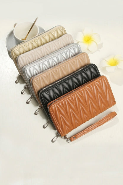 Zenana Quilted Vegan Leather Zip Wristlet Clutch Wallet UA-214