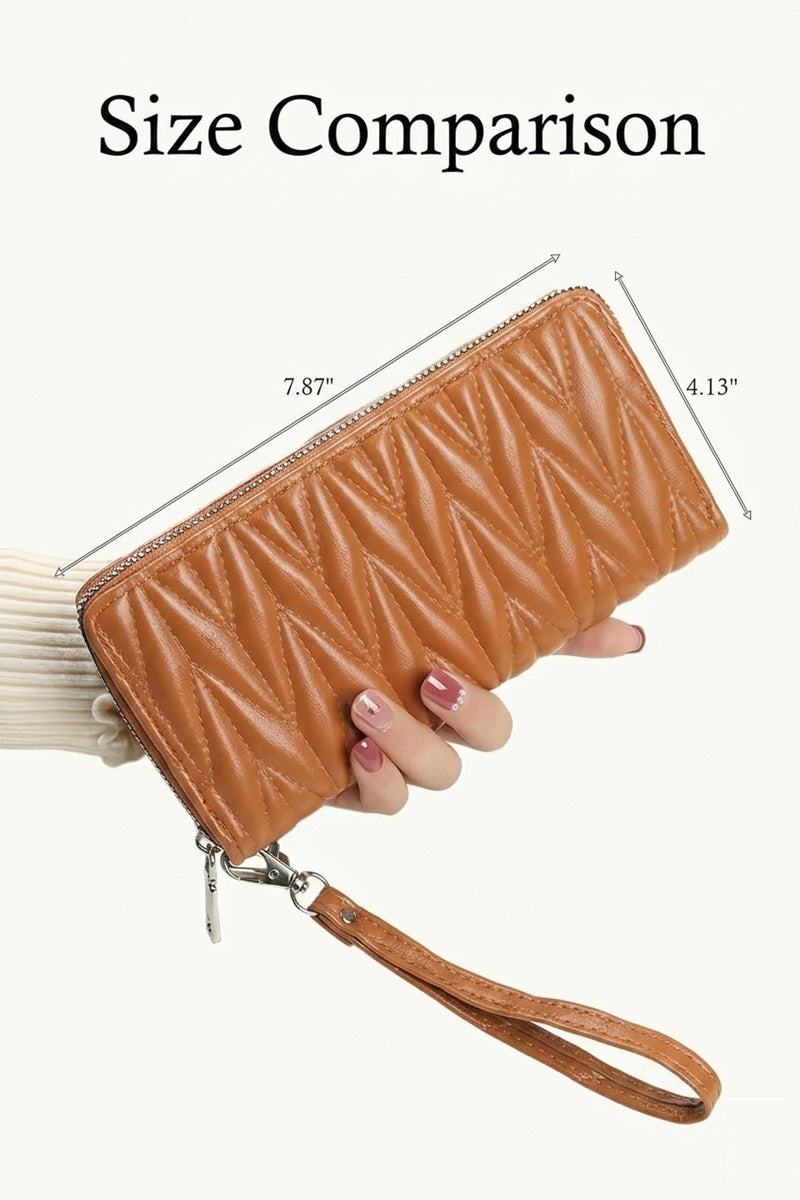 Zenana Quilted Vegan Leather Zip Wristlet Clutch Wallet UA-214