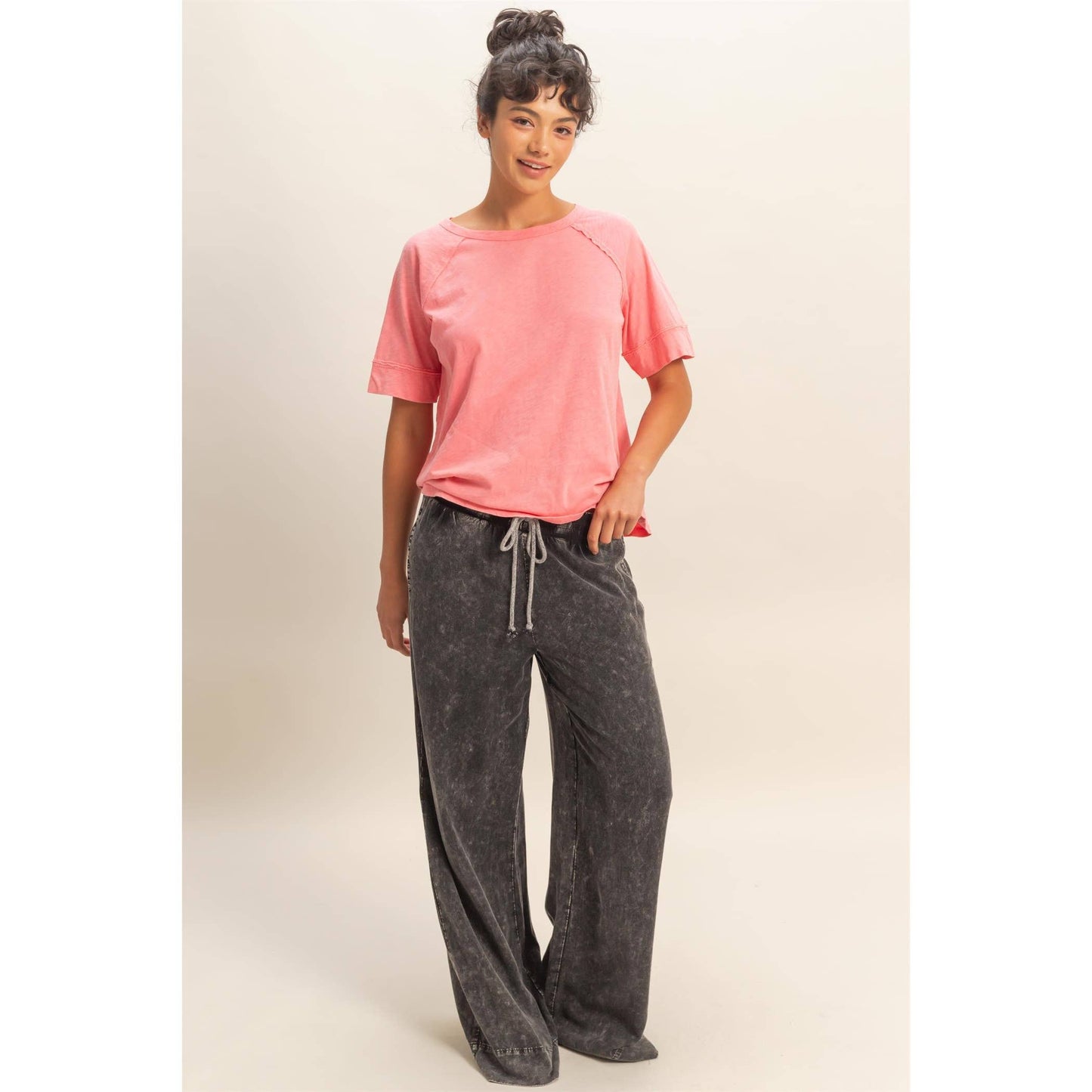 Hyfve DZ26A651 Mineral Washed Wide Leg Pants
