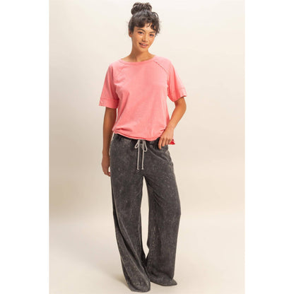 Hyfve DZ26A651 Mineral Washed Wide Leg Pants