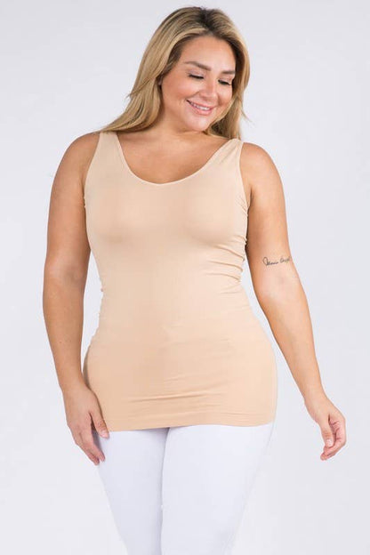 Yelete Seamless U or V-Neck Longline Tank plus