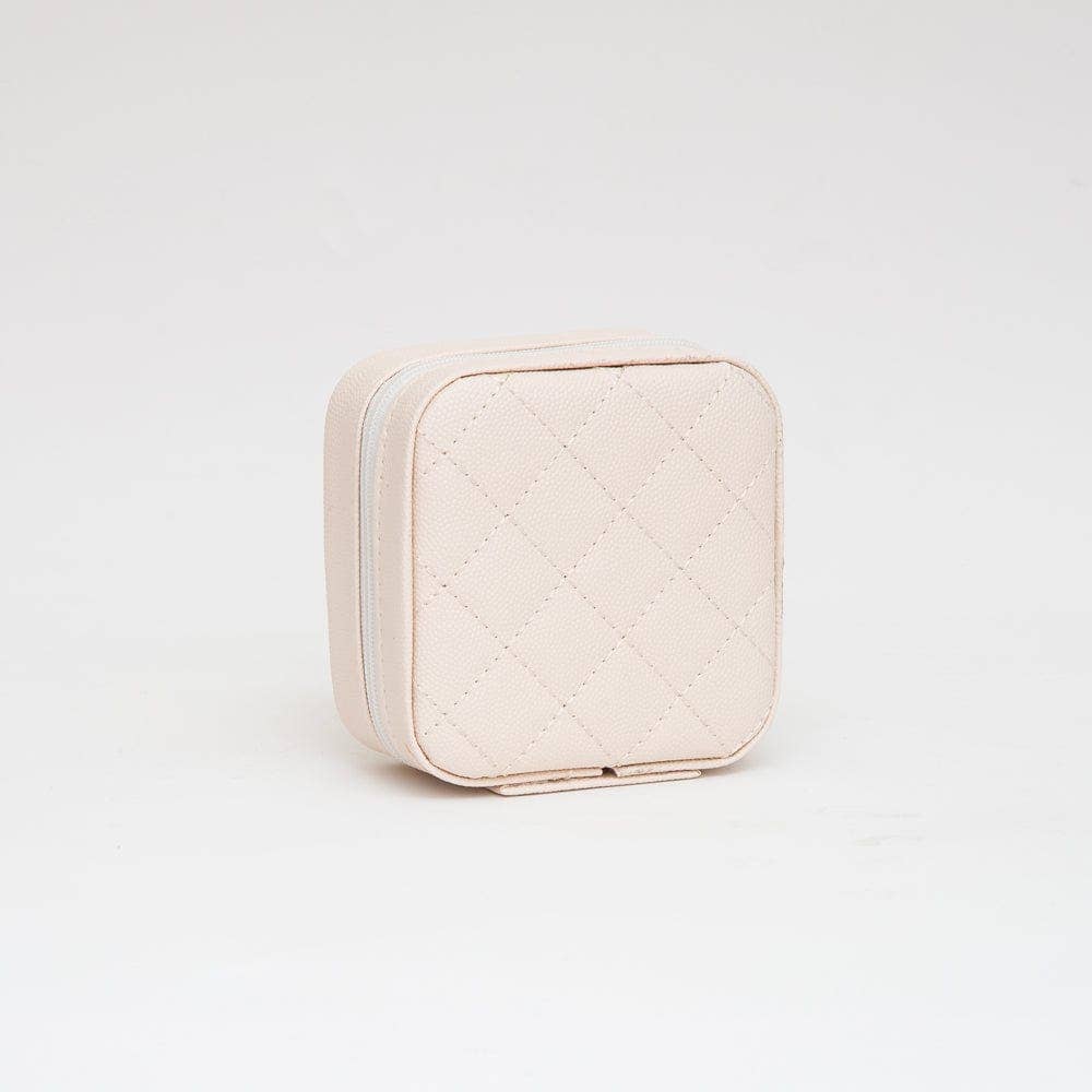 TG10707 Quilted Zip Around Square Jewelry Box