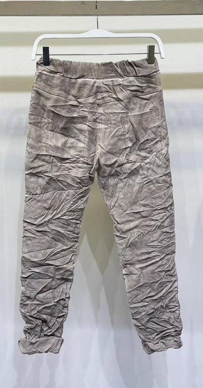 Stonewashed Ribbon Side Stripe Drawstring Crinkle Joggers