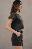 Acid Washed Short Lounge Set | S-XL: Dark Gray / Missy / XL