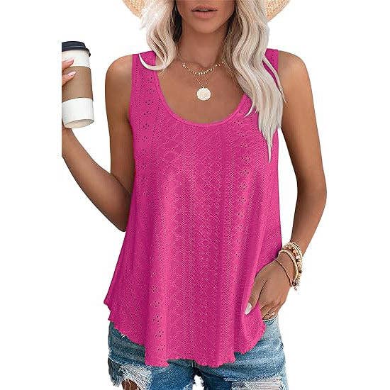 Women's Summer Loose Fit Round Neck Sleeveless Vest Top